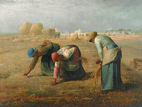 Jean-Francois Millet, The Gleaners, 1857 (oil on canvas) (Landwirtschaft, Ernte, Nachlese, Feldarbeiterinnen, mühsam,  Bauerngenre, Realismus, Malerei, Wohnzimmer, Klassiker, Wunschgröße, bunt)