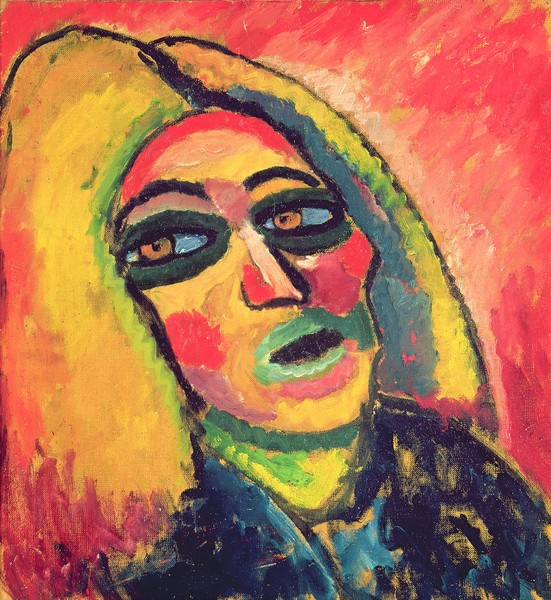 Alexej von Jawlensky, Portrait of a Woman, 1912 (oil on canvas) (Klassische Moderne,  Expressionismus, Portrait, Mädchen, Frau, Malerei,  Wohnzimmer, Treppenhaus, Wunschgröße, bunt)