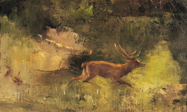 Gustave Courbet, Stag Running through a Wood, c.1865 (oil on canvas)