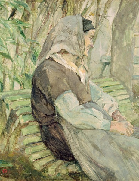 Henri de Toulouse-Lautrec, Old Woman Seated on a Bench in Celeyran, 1882 (oil on canvas)