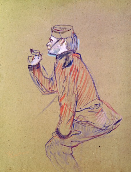 Henri de Toulouse-Lautrec, English Soldier Smoking a Pipe, 1898 (oil card)