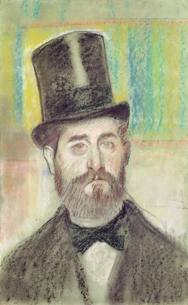 Edgar Degas, Man in an Opera Hat (pastel on paper)
