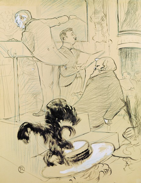 Henri de Toulouse-Lautrec, Ambroise Thomas (1811-96) at a rehearsal of his opera 'Francesca da Rimini', 1896 (pen & ink and pencil on paper)