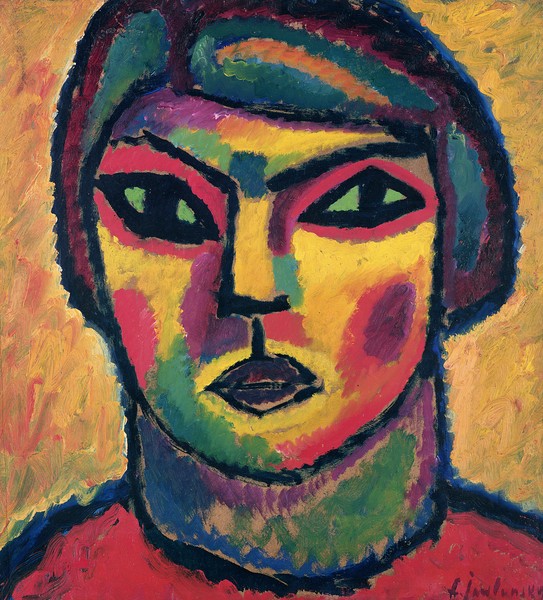 Alexej von Jawlensky, Maturity, c.1912 (oil on canvas) (Klassische Moderne,  Expressionismus, Portrait,  Gesicht, Frau, Malerei,  Wohnzimmer, Treppenhaus, Wunschgröße, bunt)