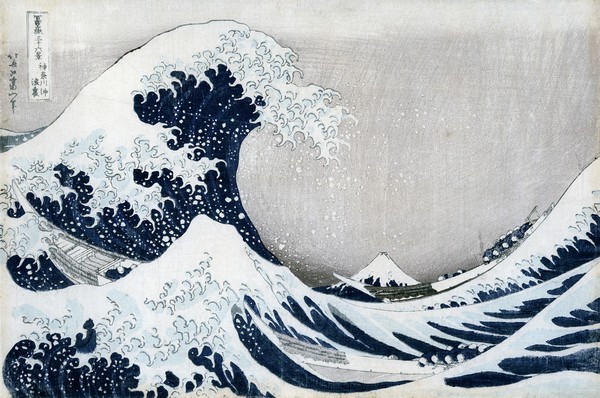 Katsushika Hokusai, The Great Wave off Kanagawa, from the series '36 Views of Mt. Fuji' ('Fugaku sanjuokkei') (colour woodblock print)