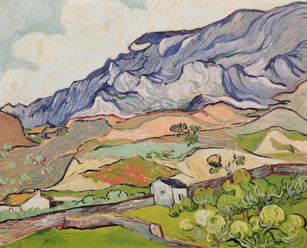 Unknown Artist, The Alpilles, 1890 (oil on canvas) (Berge, Gebirge, Alpen, Südfrankreich, Landschaft, Idylle, Impressionismus, Wunschgröße, Malerei, Wohnzimmer, bunt)