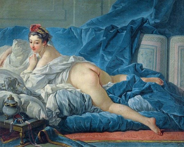 Francois Boucher, The Odalisque, 1745 (oil on canvas) (Mädchen, Liegende, lasziv, Akt, nackt, Erotik, Haremsdame, üppig, Rokoko, Malerei, Klassiker, Wunschgröße, Wohnzimmer, Schlafzimmer, bunt)