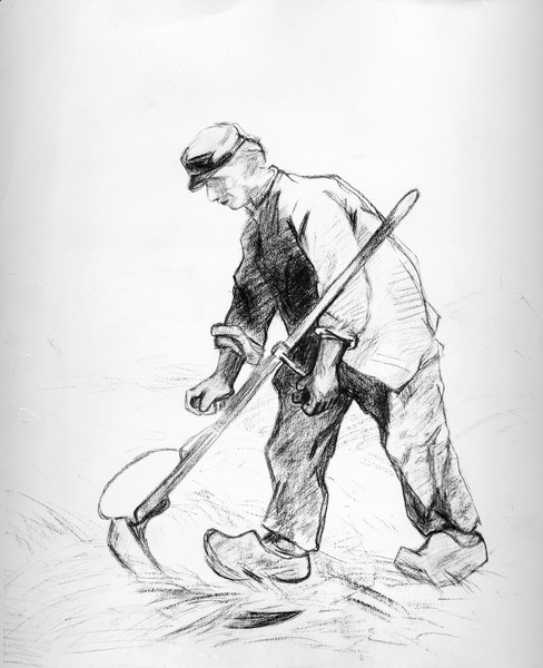 Vincent van Gogh, Reaper (pencil on paper) (b/w photo)