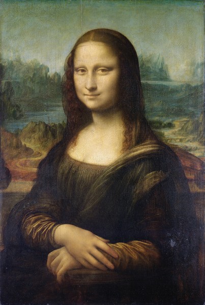 Leonardo da Vinci, Mona Lisa, c.1503-6 (oil on panel) (Renaissance, Malerei, Portrait, La Gioconda, Frau, Kopf, Lächeln, Landschaft, Schlafzimmer, Wohnzimmer,  Klassiker, Wunschgröße, bunt)