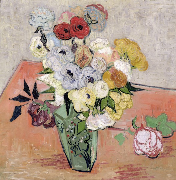 Vincent van Gogh, Japanese Vase with Roses and Anemones, 1890 (oil on canvas)