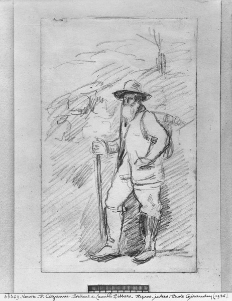 Paul Cézanne, Camille Pissarro (black lead on paper) (b/w photo)