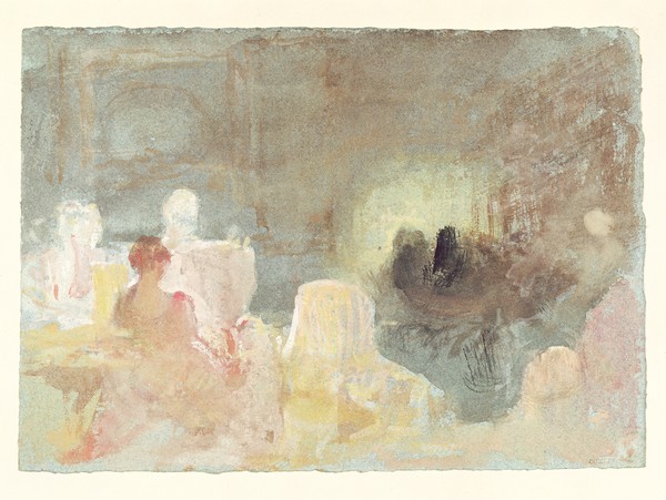 Joseph Mallord William Turner, Interior at Petworth with a seated woman, 1830 (w/c)