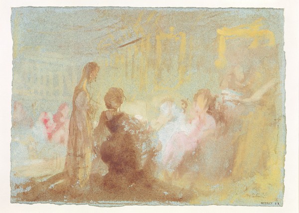 Joseph Mallord William Turner, Interior at Petworth House with people in conversation, 1830 (gouache)
