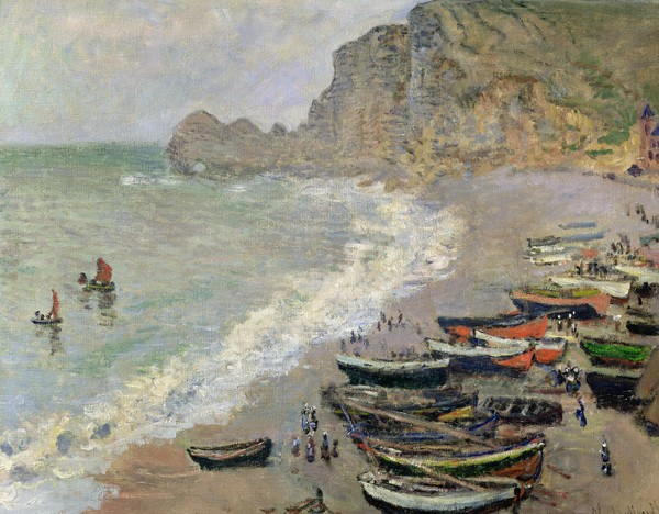 Claude Monet, Etretat, beach and the Porte d'Amont, 1883 (oil on canvas)