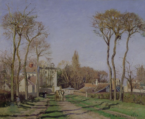 Camille Pissarro, Entrance to the Village of Voisins, Yvelines, 1872 (oil on canvas)