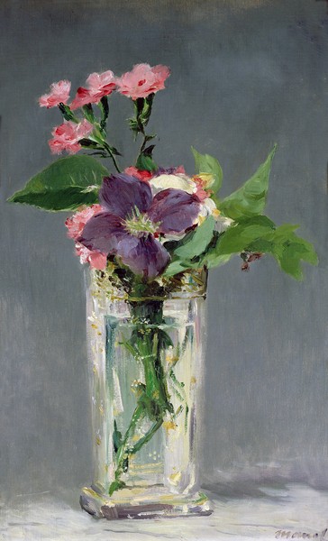 Edouard Manet, Pinks and Clematis in a Crystal Vase, c.1882 (oil on canvas)