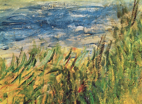 Pierre-Auguste Renoir, The Banks of the Seine at Champrosay, detail of the water and grass at the centre of the painting, 1876 (oil on canvas) (detail of 38573)