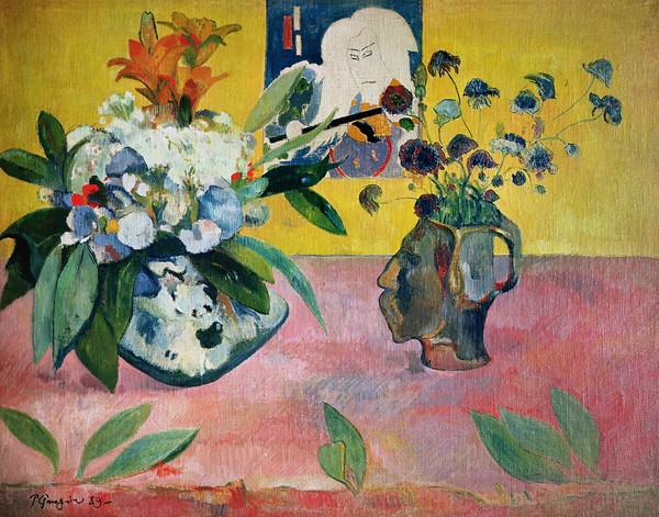 Paul Gauguin, Still Life with Head-Shaped Vase and Japanese Woodcut, 1889 (oil on canvas