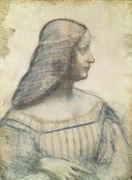 Leonardo da Vinci, Portrait of Isabella d'Este (1474-1539) (red chalk & pierre noire on paper)