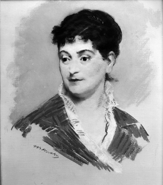Edouard Manet, Portrait of Madame Emile Zola, 1874 (pastel on canvas) (b/w photo)