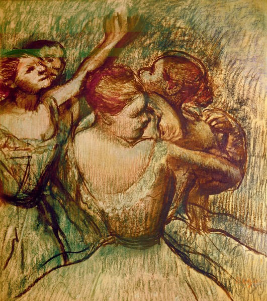 Edgar Degas, The Green Dancers (pastel on paper)