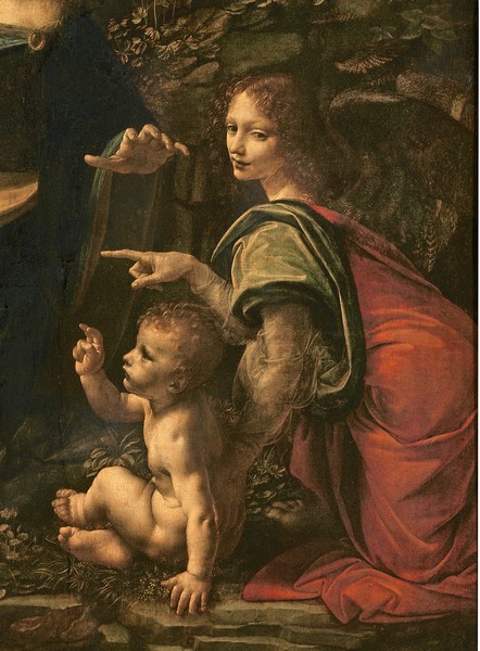 Leonardo da Vinci, Madonna of the Rocks (detail of Saint John and the Angel), 1483-6 (oil on canvas)