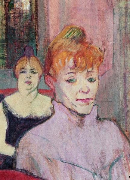 Henri de Toulouse-Lautrec, In the Salon of the Rue des Moulins (detail of the foreground, heads of two women), 1894 (oil on canvas)