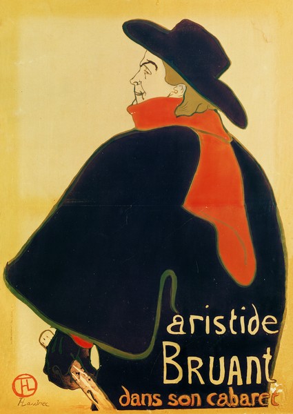 Henri de Toulouse-Lautrec, Aristide Bruant in his Cabaret, 1893 (colour lithograph)