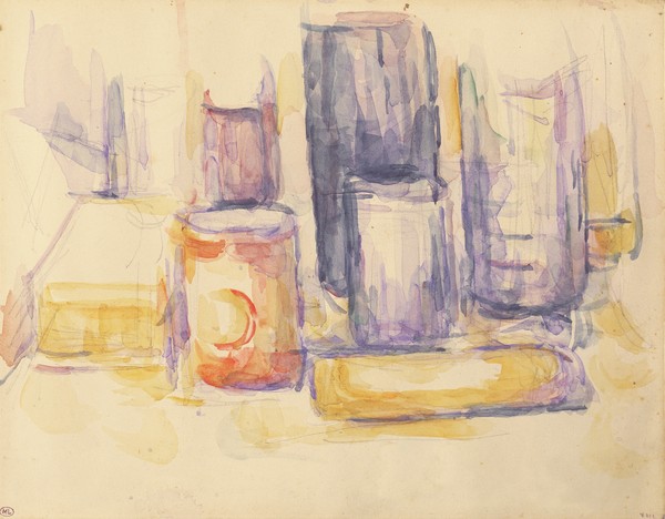 Paul Cézanne, Kitchen Table: Pots and Bottles, 1902-06 (lead pencil and watercolour on cardboard)