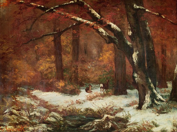 Gustave Courbet, The Deer Retreating (oil on canvas)