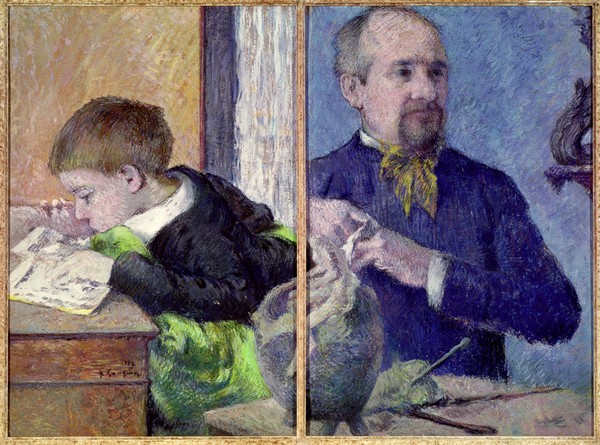 Paul Gauguin, Portrait of Jean Paul Aube (1837-1916) and his son (pastel)