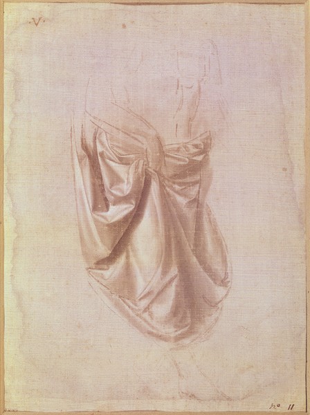 Leonardo da Vinci, Drapery study (gouache on canvas)