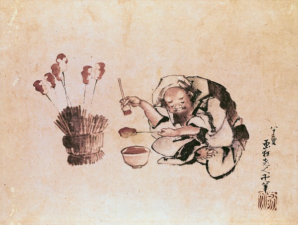 Katsushika Hokusai, Craftsman painting toys (pen & ink and w/c on paper)