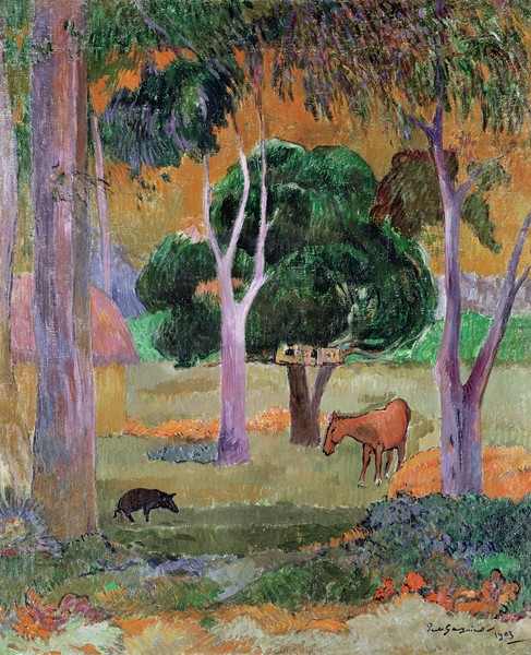 Paul Gauguin, Dominican Landscape or, Landscape with a Pig and Horse, 1903 (oil on canvas)