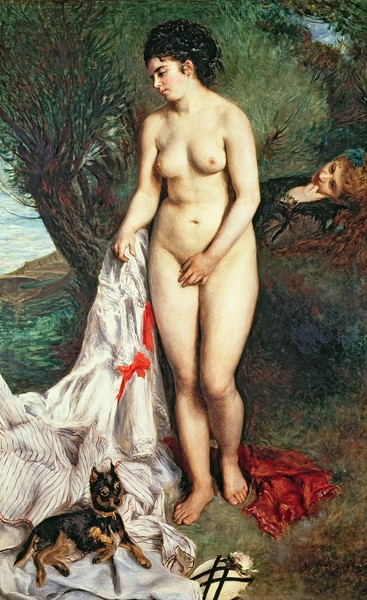 Pierre-Auguste Renoir, Bather with a Griffon dog, 1870 (oil on canvas)