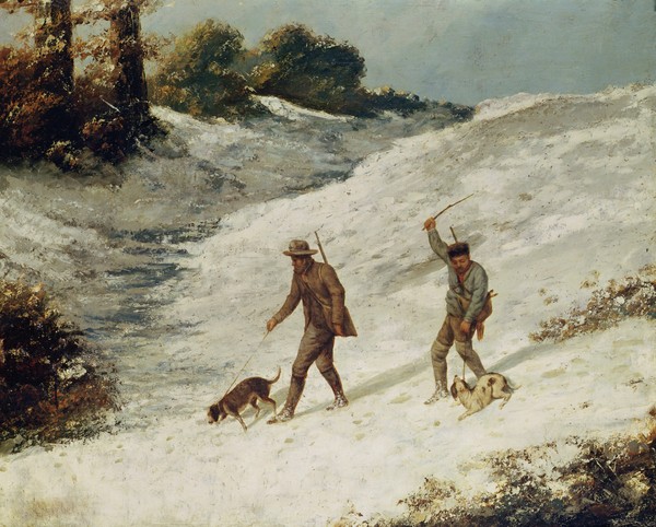 Gustave Courbet, Hunters in the Snow or The Poachers (oil on canvas)