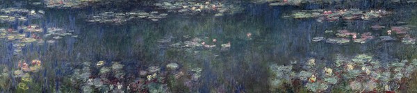 Claude Monet, Waterlilies: Green Reflections, 1914-18 (left and right section) (oil on canvas)