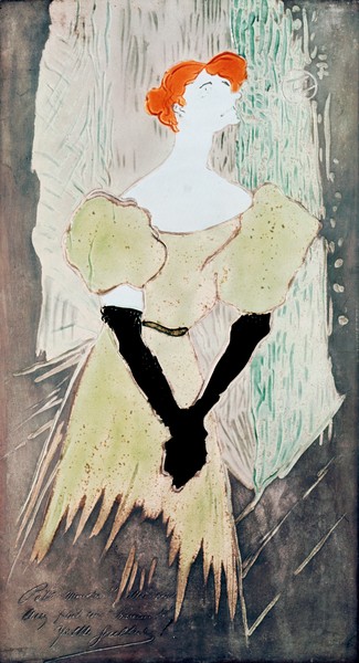 Henri de Toulouse-Lautrec, Yvette Guilbert (commissioned in order to make a table top), 1895 (ceramic)