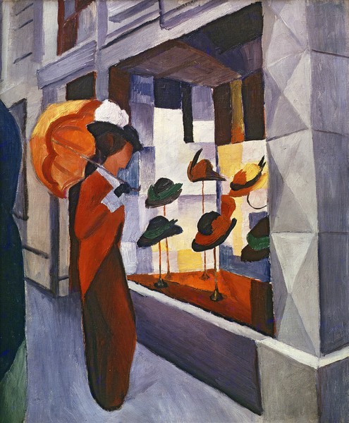 August Macke, In front of the Hat Shop, 1914 (oil on canvas)
