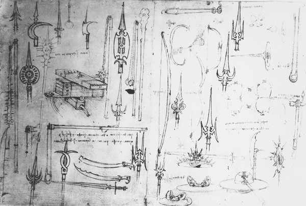 Leonardo da Vinci, Weapons and shields, c.1487-88 (metalpoint with pen & ink on paper)