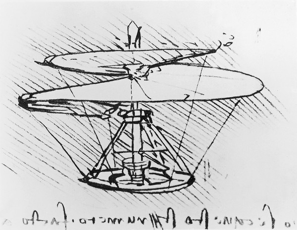 Leonardo da Vinci, Detail of a design for a flying machine, c.1488 (pen & ink on paper)