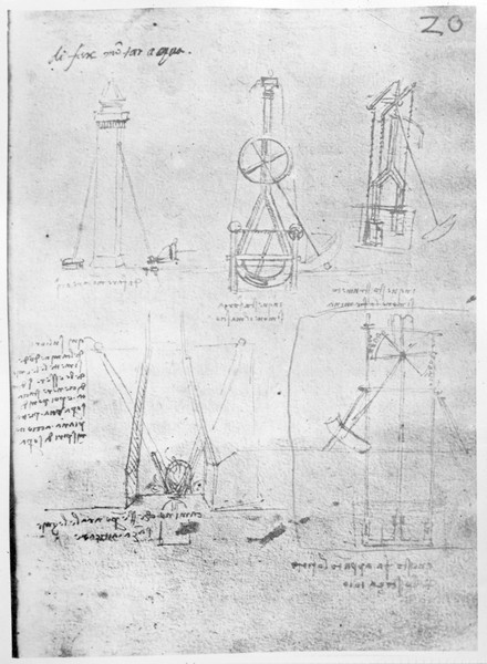 Leonardo da Vinci, Fol. 20r from Paris Manuscript B, 1488-90 (pen & ink on paper)