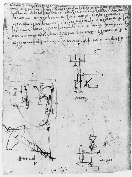 Leonardo da Vinci, Fol. 46v, from the Codex Forster III, 1480s-1494 (pen & ink on paper)