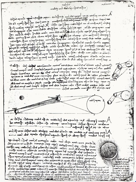 Leonardo da Vinci, Astronomical diagrams, fol. 2r from the Codex Leicester, 1508-1512 (pen & ink on paper) (b/w photo)
