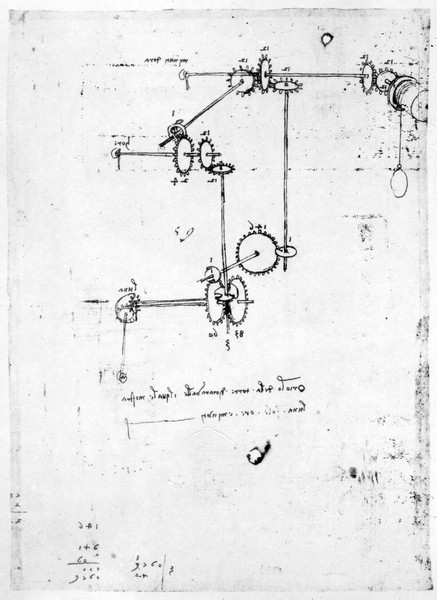 Leonardo da Vinci, Machinery designs, fol. 399v-b (pen and ink on paper)