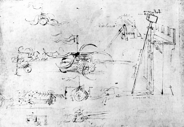 Leonardo da Vinci, Weaponry designs, fol. 40v-a (pen and ink on paper)