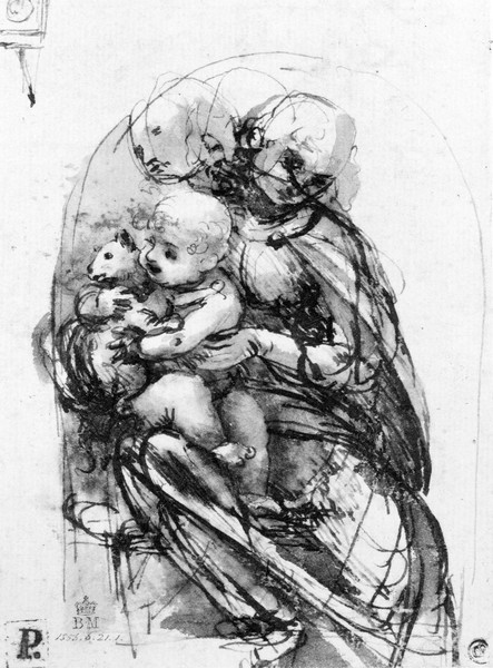 Leonardo da Vinci, Study for a Madonna with a Cat, c.1478-80 (pen & ink over stylus underdrawing on paper)