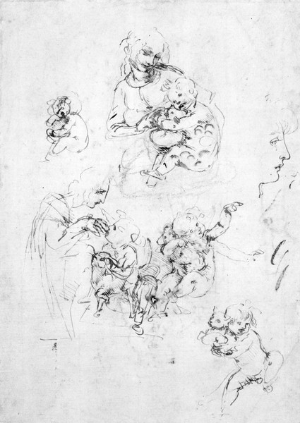 Leonardo da Vinci, Studies for a Madonna with a cat, c.1478-80 (pen and ink over black chalk on paper)