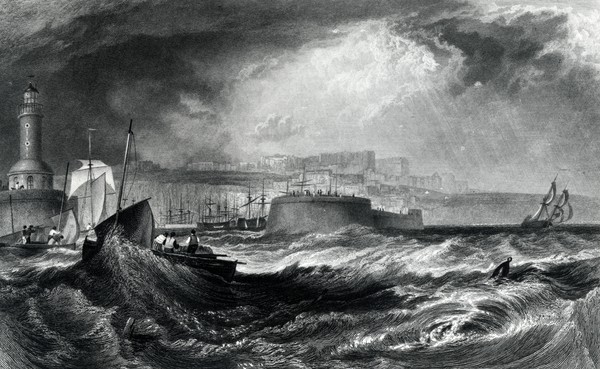 Joseph Mallord William Turner, Ramsgate, Kent from 'Picturesque Views on the Southern Coast of England' engraved by Robert Wallis, 1824 (engraving)