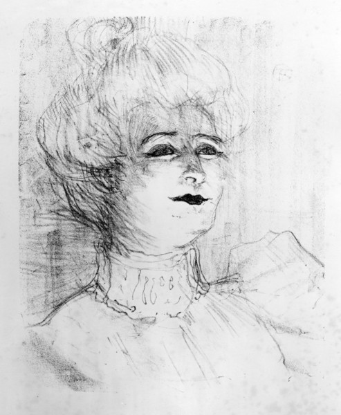 Henri de Toulouse-Lautrec, Portrait of Marie-Louise Marsy on stage, 1898 (litho)